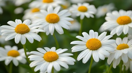 Fototapeta premium Close-Up of Daisies Blooming in Springtime Garden Setting