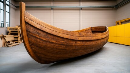 Viking Ship Replica Under Construction in Workshop Environment Showcasing Traditional Craftsmanship and Design