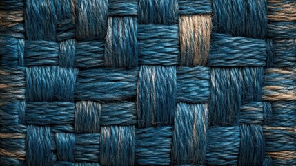 Obraz premium Close up view of blue and beige woven fabric squares