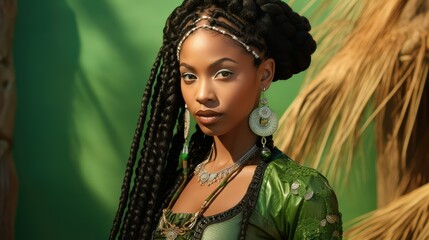 braids kelly green background