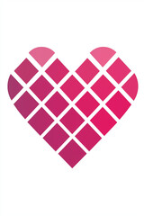 A modern heart made of repeating pink diamonds, creating a clean and structured grid pattern. Part of the Geometric Hearts Collection &ndash; minimalism meets love.