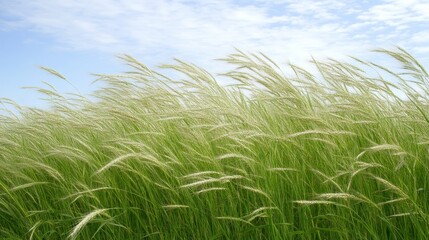 Obraz premium Tall grass field blowing in soft wind 