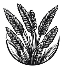 Obraz premium Vintage Black and White Wheat Illustration for Agriculture Design