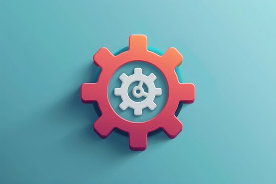 Colorful 3D Gear Icon Representing Technology and Innovation