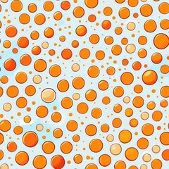 Orange Circles Pattern. Seamless circles repeat on light blue background. Simple round shapes are orange and tan color in many sizes.