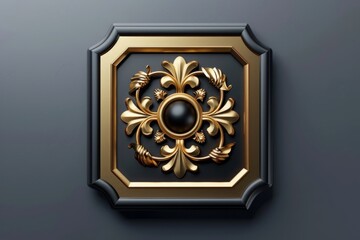 Obraz premium Ornate Decorative Panel with Gold Leaf and Black Centerpiece Design