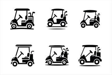 golf cart buggies silhouette Vector Bundle. Golf Cart Silhouette vehicle Vector set Illustration.
