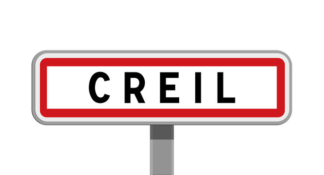 Panneau sur poteau de Creil, Oise, Hauts-de-France