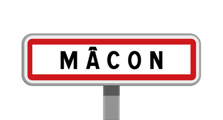 Panneau sur poteau de Mâcon, Saône-et-Loire, Bourgogne-Franche-Comté
