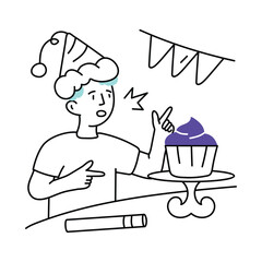 Cupcake Tower vector colored minimal illustration. EPS 10 file