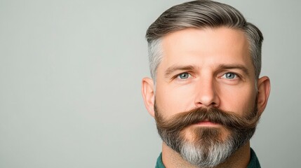 Obraz premium Portrait of a Man with Stylish Mustache Promoting Men's Health Awareness in Social Media Campaign