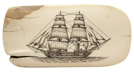 Antique Scrimshaw Ship