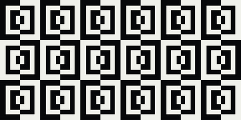 Seamless black and white half square pattern vector. Graphical illustration for a unique wall decor, textiles and interior design.