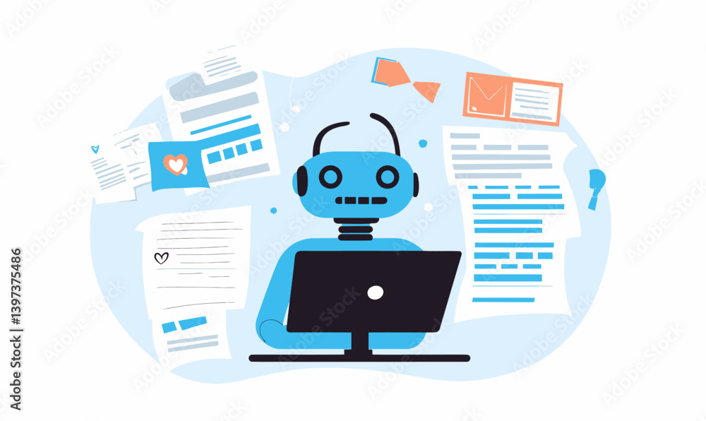 Poster ai-driven content generator robot for digital marketing and business solutions