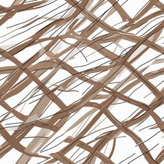Brown Lines Pattern on White. Seamless background. Tileable Texture with Irregular Strokes. Abstract Line Art Surface