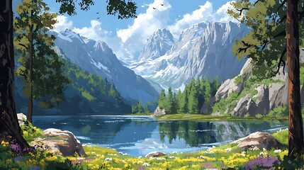 A digital art painting of robotic creatures roaming alien landscapes

