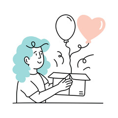 Gift vector colored minimal illustration. EPS 10 file
