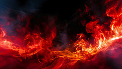 Fototapeta premium Fiery toned red and abstract black and red background with smoke and flame effects