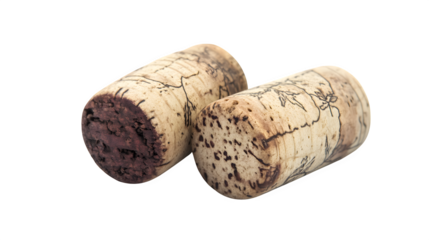 Used wine cork with faint grapevine pattern,