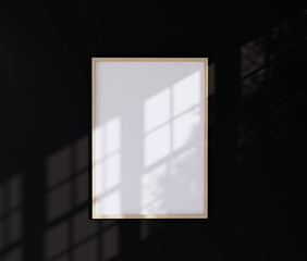 Frame mockup, ISO A0 paper size. Living room wall poster mockup. Interior mockup with house background. Modern interior design. 3D render