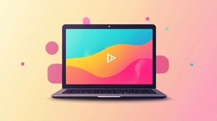 Modern Laptop Display Showing Waves
