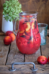 Homemade Watermelon Nectarine Basil Lemonade