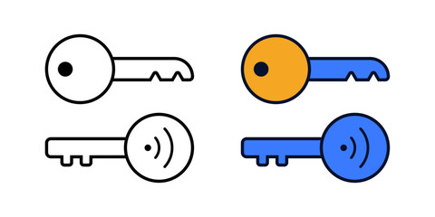 Public/private key icon – digital security keys in outline and color styles, ideal for encryption, authentication, and secure access in cybersecurity designs.