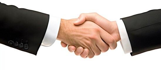 Obraz premium Businessmen shaking hands, isolated, agreement, deal, white background