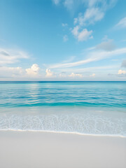Beautiful sunshine beach. Exotic dramatic shore waves on sand, sea surface. Closeup tropical Mediterranean dream sunny sky. Peaceful tranquil relax summer colorful clouds. Positive energy meditation
