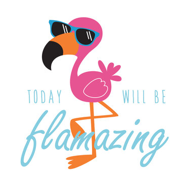 Today will we flamazing. Cute characters in flat style. Vector illustration. Greeting card template. White background