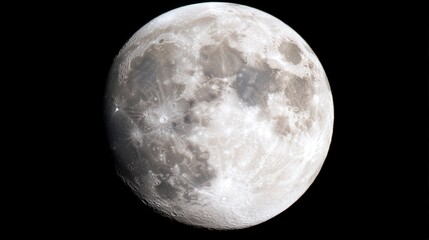 Fototapeta premium Close-Up View of the Moon in Night Sky with Vast Details and Beautiful Features Illuminated by Moonlight
