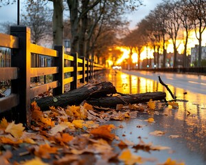 Autumn Road Sunset Park