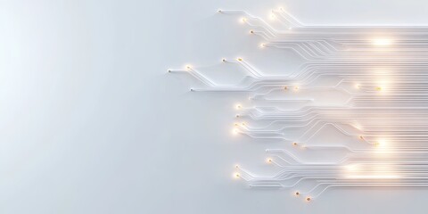 Abstract digital circuit board with glowing connections
