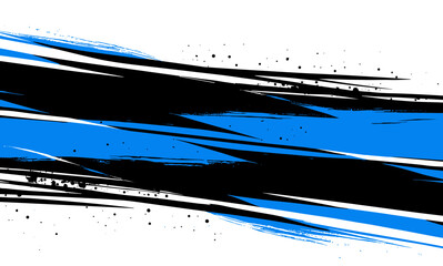 A flat vector graphic background of blue and black lines on a white background