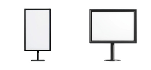 Vertical and horizontal blank billboard display stands for advertisements, cut out - stock png