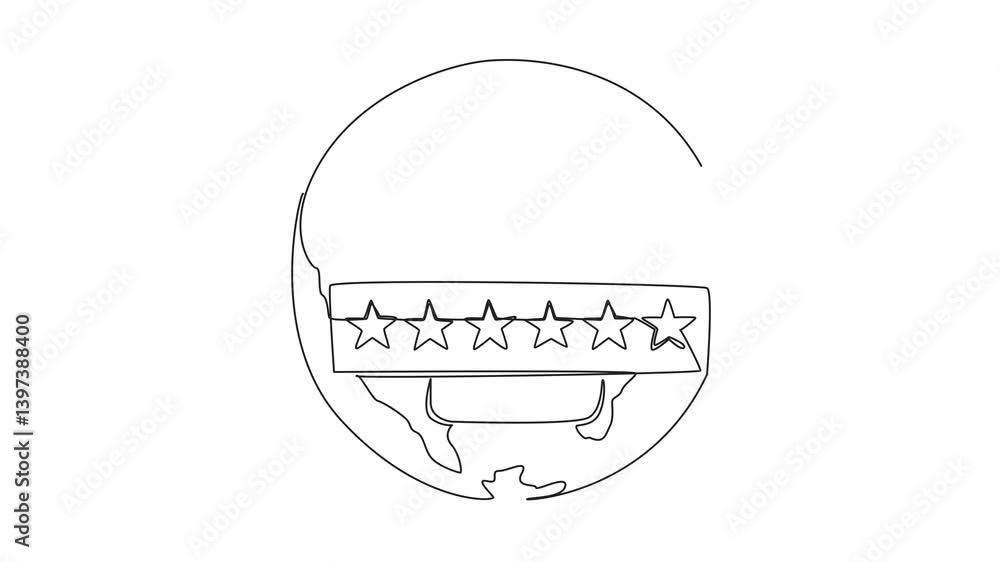 Aufkleber animation of single one line drawing globe with an open padlock in the middle. use a unique combinat