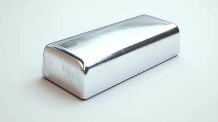 clean and polished aluminum ingot with metallic texture reflecting soft light isolated on white background representing industrial raw material concept and modern production process