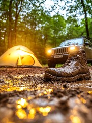 Muddy Boot with Forest Campsite.