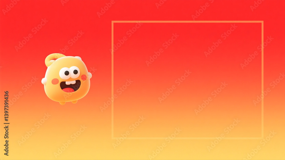 Aufkleber abstract cartoon character in minimalist background with soft pastel gradient colors, modern vector 