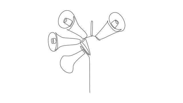 Animation of single continuous line drawing 6 speakers installed in various directions on the tower. Mounted high for a longer reach. Announcement. National Public Radio Day. Full length motion