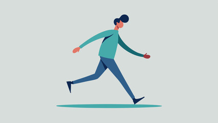 Gentle Stride The person is depicted in a gentle stride with a soft expression on their face dressed casually. Their shadow however is seen in a dramatic pirouette one foot lifted