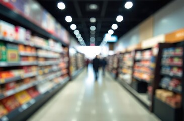 blur supermarket and retail stores in shopping center as background