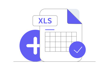 XLS format file. EPS file format flat icon, vector sign, Symbol, logo. Flat style design. Flat Cartoon Vector Illustration, icon. Stylish abstract design 