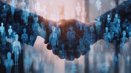 Human Resources Concept with Hands Shaking and Overlay Effects