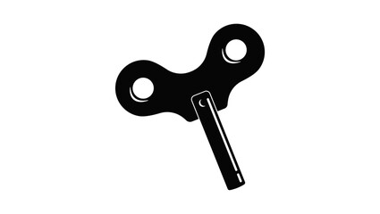 Wind up key symbol, black isolated silhouette