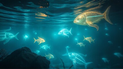 Obraz premium Enigmatic Underwater World Filled with Light