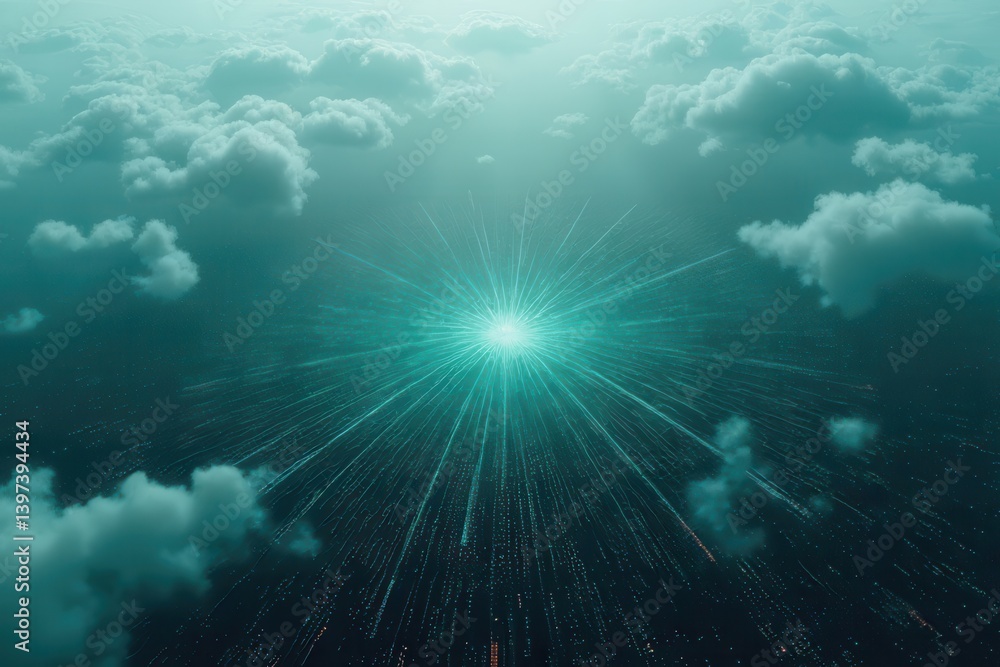 Aufkleber digital realm cybersecurity unveiling interconnected holographic nodes