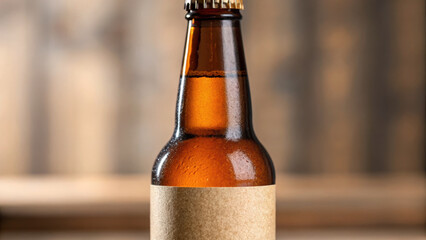 glass bottle with brown label showcases eco friendly packaging concept for consumers to use. This design emphasizes sustainability and simplicity
