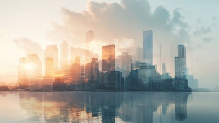 Fototapeta premium Urban Financial Concept with Investment Graphs and Charts Overview