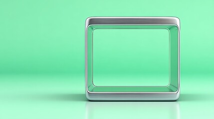 Silver Cube Display Case on Pale Green Background